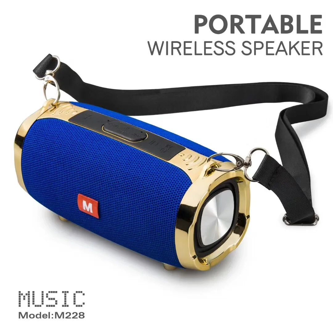 M228 Bluetooth колонки с ремешком открытый портативный громкоговоритель стерео Hifi звуковая коробка с микрофоном громкой связи для телефона TF USB MP3 - Цвет: Blue