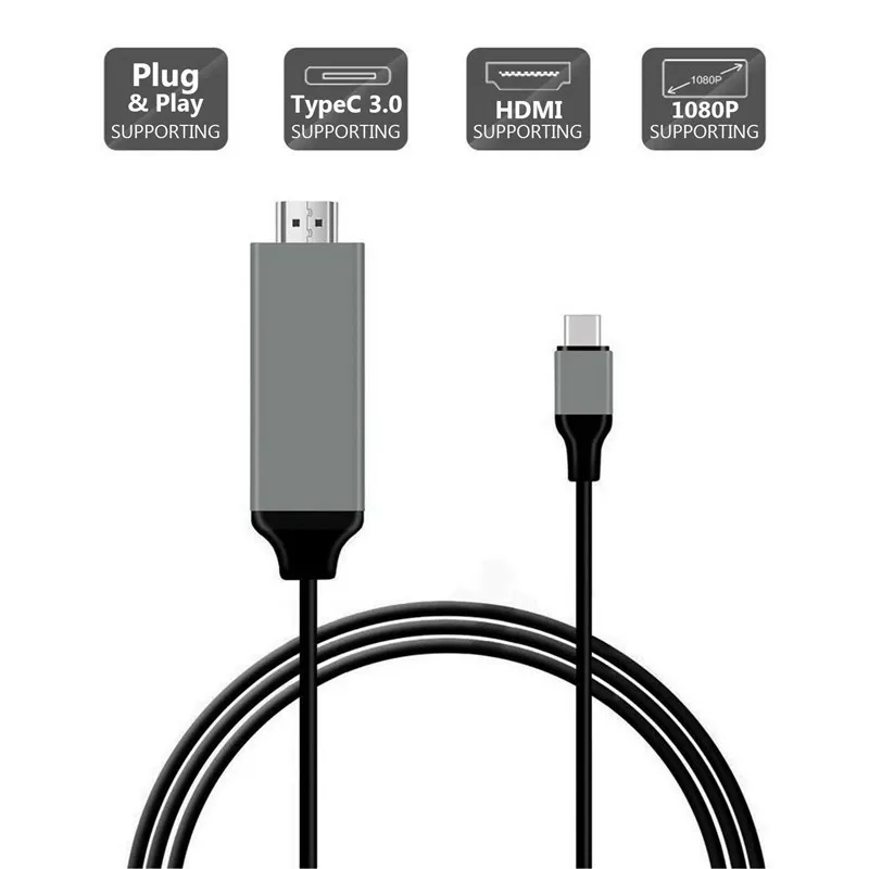 2 м HDMI кабель USB 3,1 до 1080P HDMI кабель для высокоскоростной передачи данных адаптер для SAMSUNG htc OPPO Huawei Apple Macbook Lenovo Xiaomi