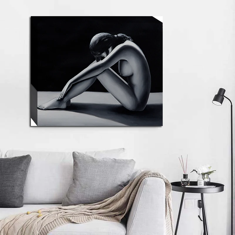 

Hot Sale Oil Painting Sexy Woman On Gray-Black Background Canvas Painting Room Decor Frameless Wall Art Paint Pictures Artwork