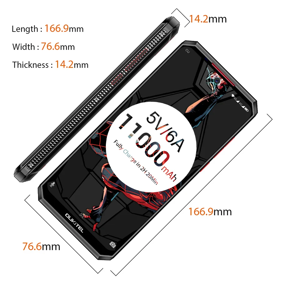 OUKITEL K13 Pro Android 9,0 мобильный телефон 6,4" 19,5: 9 экран MT6762 4G ram 64G rom 5 V/6A 11000mAh OTA NFC сканер отпечатков пальцев Смартфон