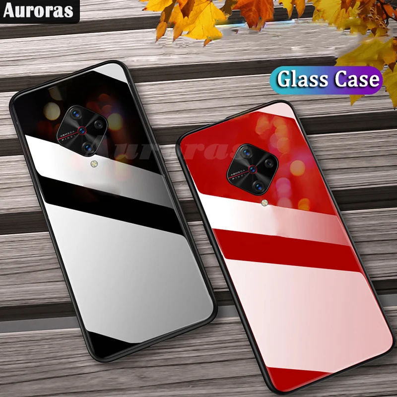 Auroras For Vivo V17 Case Tempered Glass With Soft TPU Frame Shockproof Phone Cover vivo s1 pro | Мобильные телефоны и