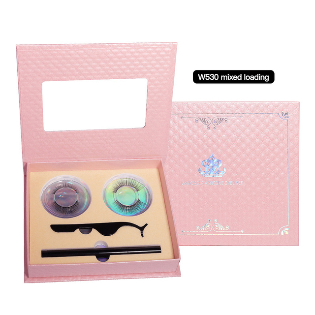 Eyeliner 2 Pairs Of False Eyelashes Natural Simulation Suit Three-in-one Magic Self-adhesive Eyeliner TSLM1