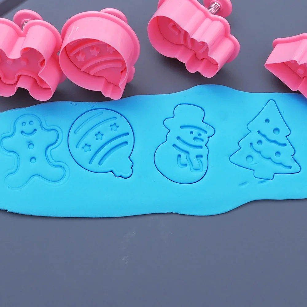 4 шт./компл. рождественские формочки для печенья штампы пластиковые 3D Плунжер