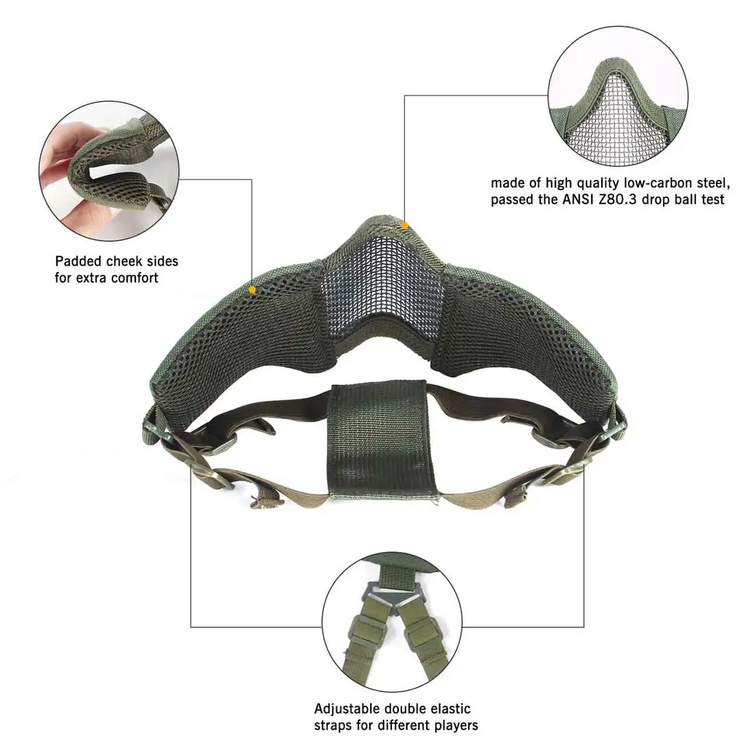 Outdoor mask Protective Strike Metal Mesh Metal Mask Half Face Mask Halloween Party Half Face Mask gas mask