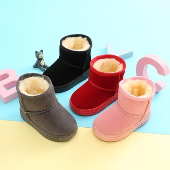 

2019 New Plush Warm Snow Boots Fashion Kids Boots Shoes For Boys Toddler Baby Girls Winter Shoes 3-18 years old Children Ankle B
