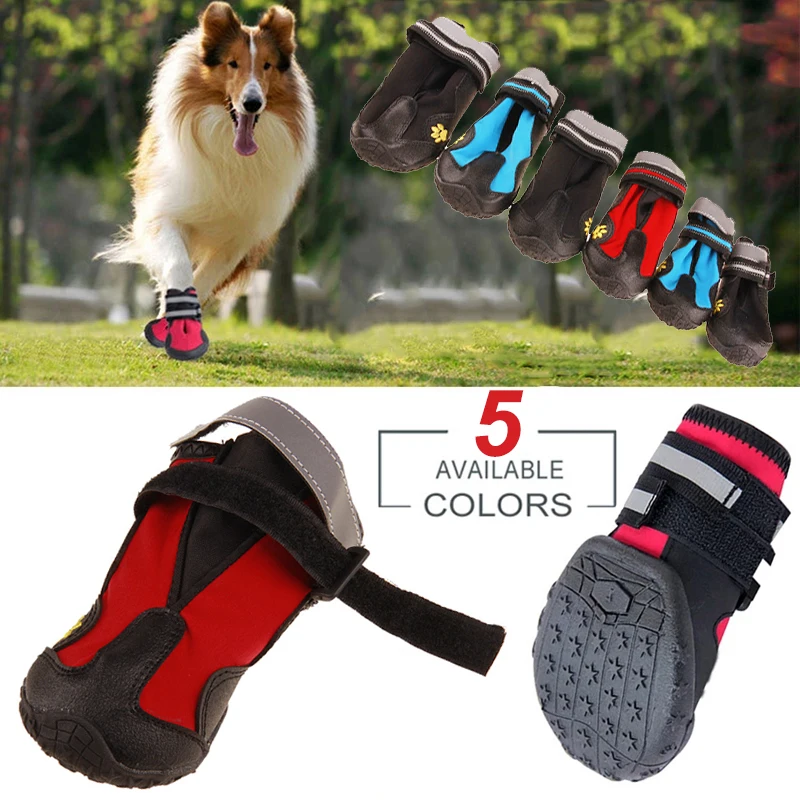 4Pcs/Set Sport Dog Shoes for Large Dogs Pet Outdoor Rain Boots Non Slip Puppy Running Sneakers Waterpoof Accessories | Дом и сад