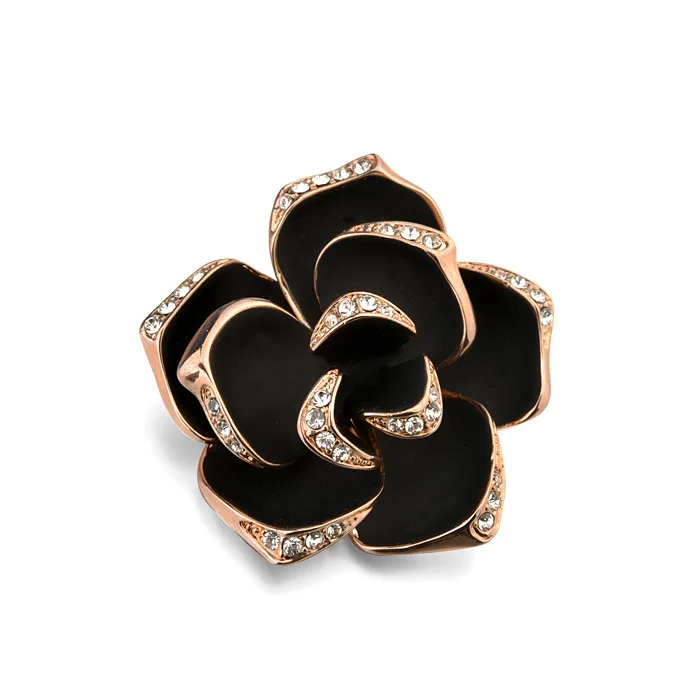 

Korean-style Vintage Brooch Diamond Set Stereo Black Rose Brooch Chic Elegance Clothing 350356