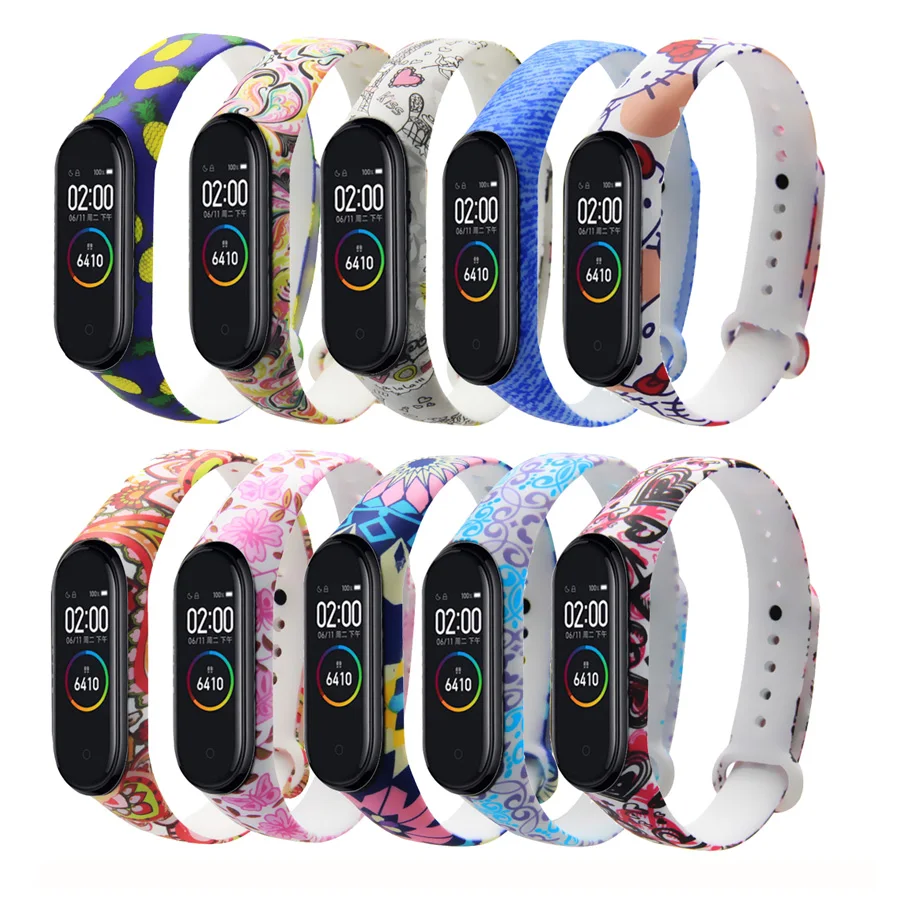 Браслет mi band 4 3 Силиконовый ремешок для печати фотографий браслет mi band 3 4 ремешок correa модный спортивный ремешок для xiaomi mi 4 3