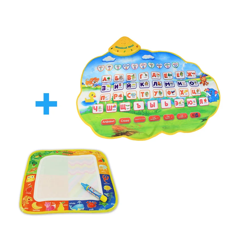 2pcs mat Коврик для рисования водой и музыкальный коврик многоразовая раскраска доска для игры в музыку Детский развивающий ранний распознает игрушки} - Цвет: 2pcs mat