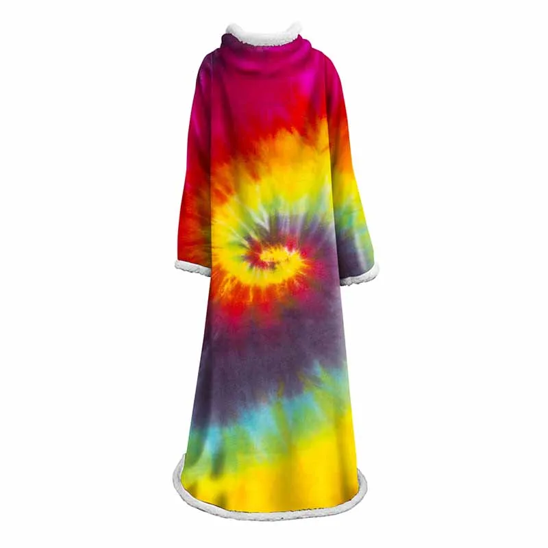 Color 1 Зимнее Psychedelic Rainbow Edd Коралловое Флисовое одеяло теплое мягкое плюшевое одеяло на искусственном меху с рукавами диван уличное утяжеленное одеяло с рукавами - Цвет: Color 1