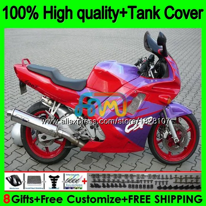 Фиолетовый красный+ майка для HONDA CBR 600F2 CBR600FS CBR 600 FS F2 91 92 93 94 1BS. 62 CBR600 F2 CBR600F2 1991 1992 1993 1994 обтекатель