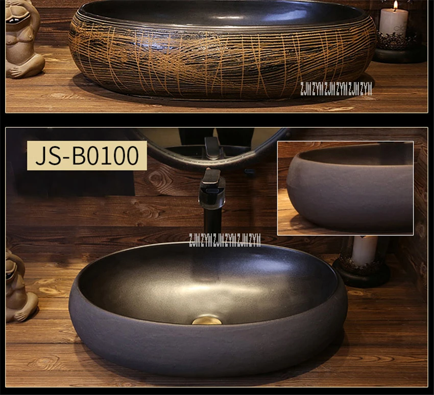 JS-B0097/JS-B0098/JS-B0099/JS-B0100, овальная раковина в европейском стиле, ручная керамическая раковина, ручная мойка, миска, над столешницей
