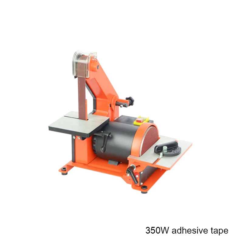 Adhesive 220 В/350 Вт Многофункциональный вертикальный абразивный диск, ленточная машина, металлический полировальный станок, небольшой деревообрабатывающий diy шлифовальный станок - Цвет: Adhesive