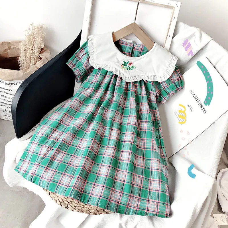 Gooporson Cute Summer Litle Girls Costume Flower Embroidery Korean Fashion Short Sleeve Princess Dress Vestidos Birthday Clothes | Детская