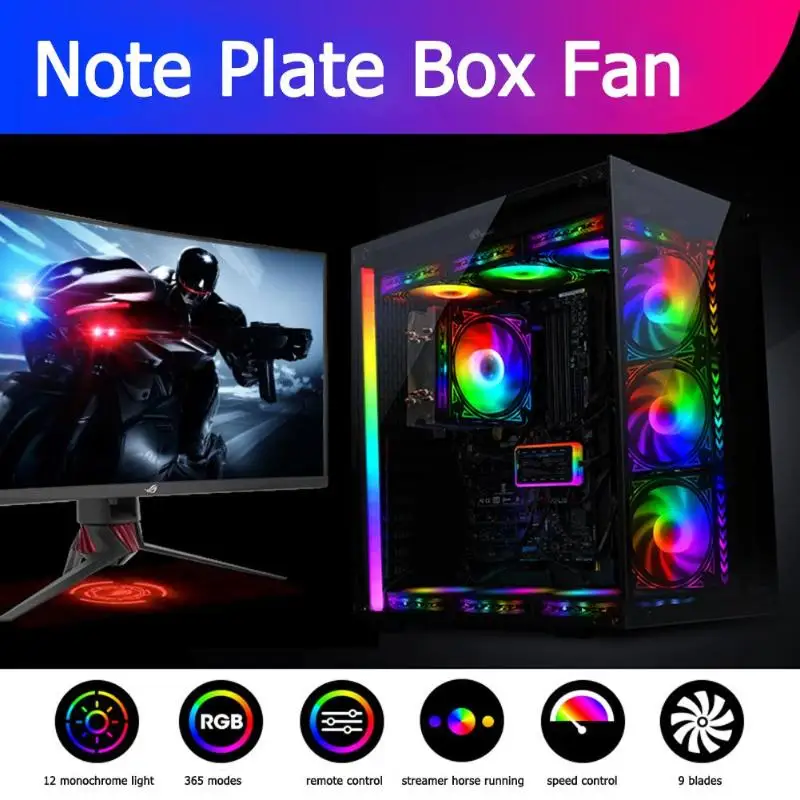 120 мм великолепный RGB цвет изменить корпус ПК охлаждающий Настольный вентилятор шасси кулер