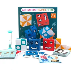 Crianças de madeira expressão intrigado cubo mágico blocos de construção montessori brinquedos educativos pensamento lógico pai presente da criança