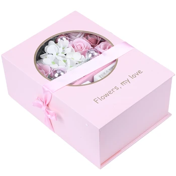 

Soap Flower Bouquet With Packing Box Red Scented Rose For Valentine'S Day Soap Rose In Gift Box, Pink