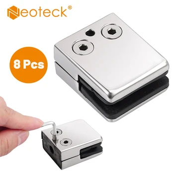 

Neoteck 8 Pcs Stainless Steel 304 Glass Clip Clamp Bracket Flat Back S/M/L Size for Handrail 6-8mm 8-10mm 10-12mm Polished Clamp