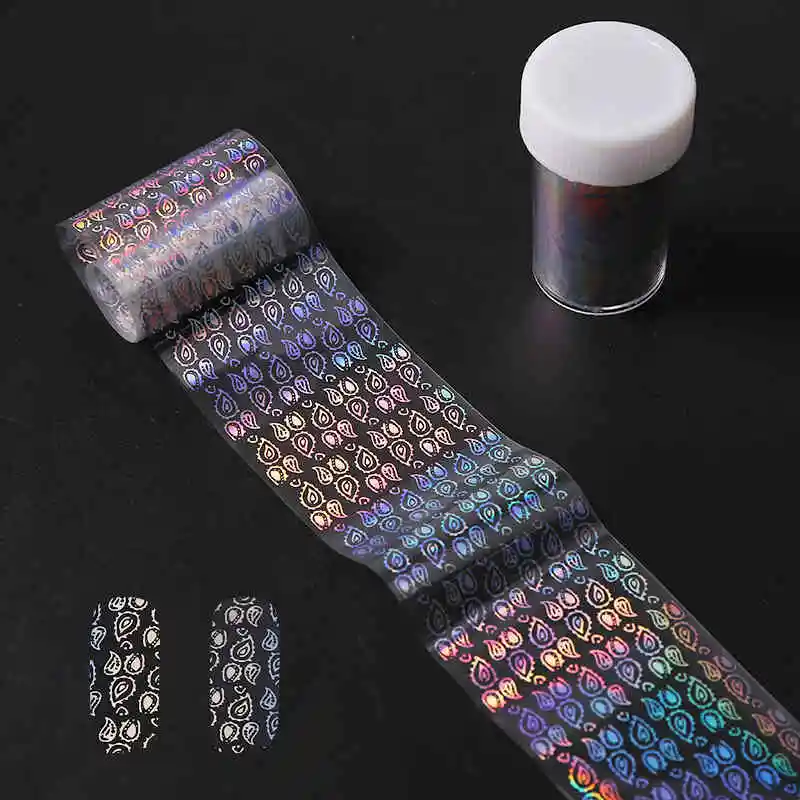 Лазерные переводные наклейки из фольги для дизайна ногтей, блестящий прозрачный цветочный узор, декоративные наклейки для ногтей 100*4 см, 1 шт - Цвет: JQ231