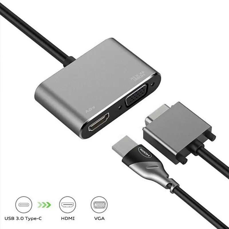 Новейший USB 3,1 type-C к HDMI USB-C USB 3,0 многопортовый адаптер 4K AV конвертер USB 3,0 концентратор Поддержка iOS большинство ноутбуки, мобильные телефоны