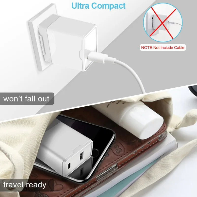 2 порта type-C+ USB настенное зарядное устройство 30 Вт Питание карта памяти