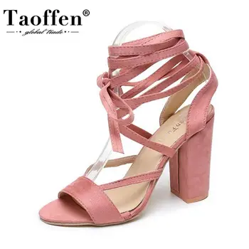 

Taoffen Ankle Strap Lady Sandals Thick High Heel Summer Women Shoes Square Heel Sandals Fashion Party Wedding Shoes Size 34-43