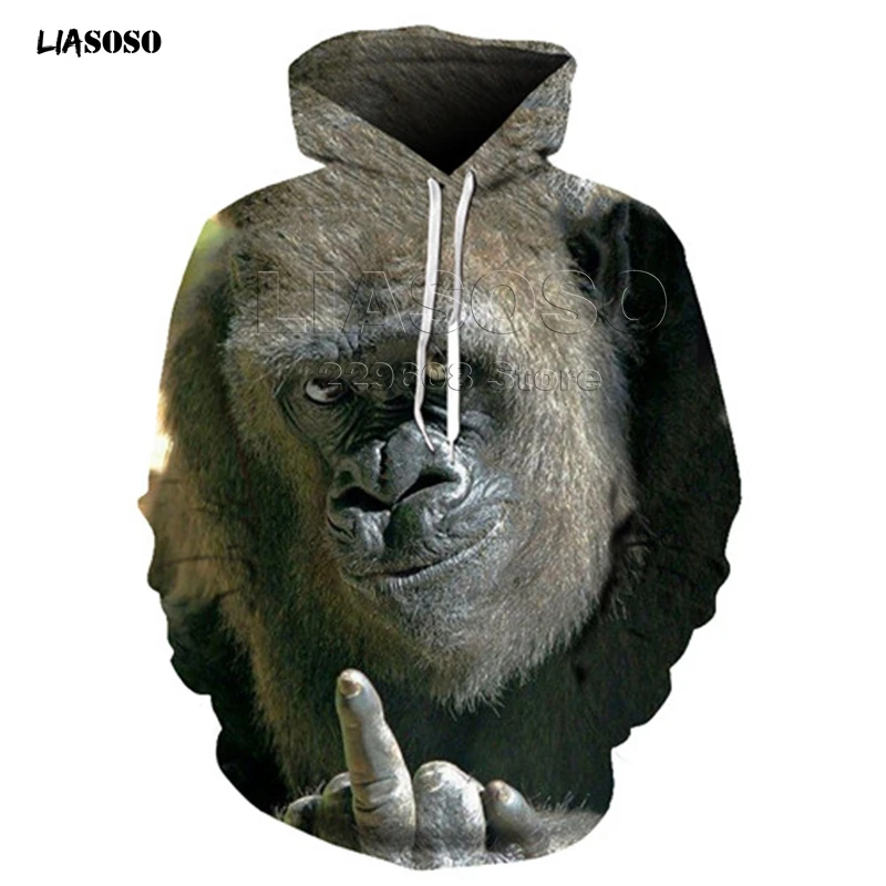 4 LIASOSO, новинка, орангутанг, лицо собаки, футболка, 3d Рисунок, Мужская толстовка, wo, Мужская футболка с принтом, короткий рукав, Camiseta, толстовка, пуловер - Цвет: 4