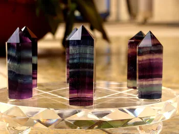 

Natural seven crystal array natural Rainbow Fluorite column seven crystal array