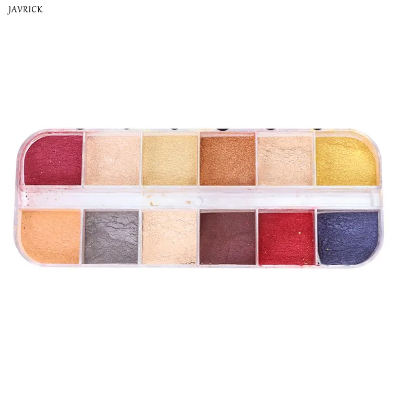 

12 Grid/Box Nail Art Cat Eye Effect Pearlescent Powder Box Set DIY Nails Filler Epoxy UV Resin Pigment D0LC