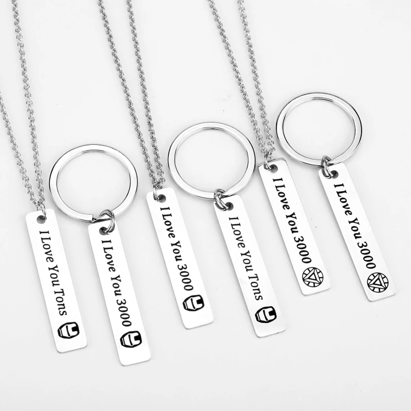 Llavero planchado de hombre I Love You 3000 Ton de acero inoxidable llaveros accesorios colgante llavero Charms llaveros para mujer