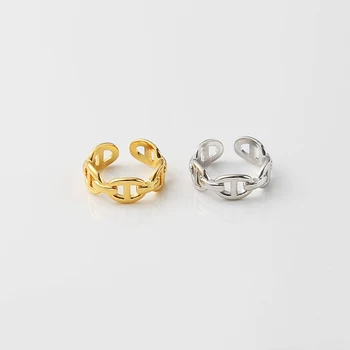 

Fashion personality hollow chain shape ring single row all copper pig nose couple ring men and women