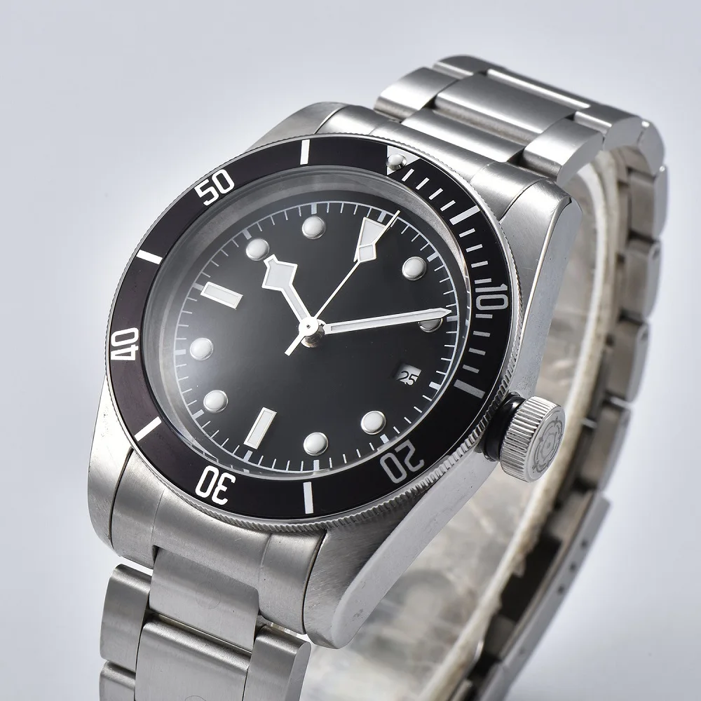 

Schwarz Bay Watch Men Luxury Brand Automatic Mechanical Watch Military Sport Swim Clock Stainless Mechanical Watch Men N-010