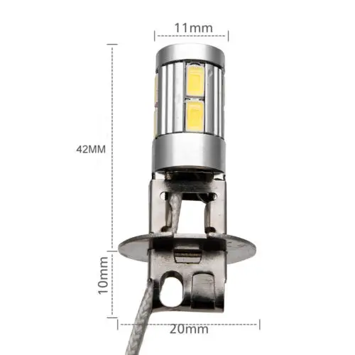 2X H3 5630 SMD 10 Светодиодный светильник на голову, противотуманный светильник, лампа для вождения автомобиля, глобус 6000K 12 V