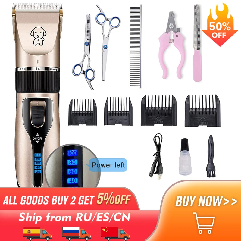 Clipper Display-Battery Hair-Trimmer Pets Dogs Professional Rechargeable No for USB Low-Noise