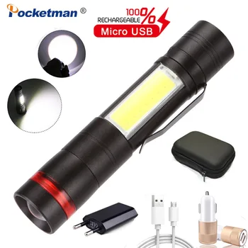 

6000lm Q5/T6+COB Glare Flashlight Multi-Function Torch Super Bright Long-Range Flashlight With Pen Clip Outdoor Led Power Bank