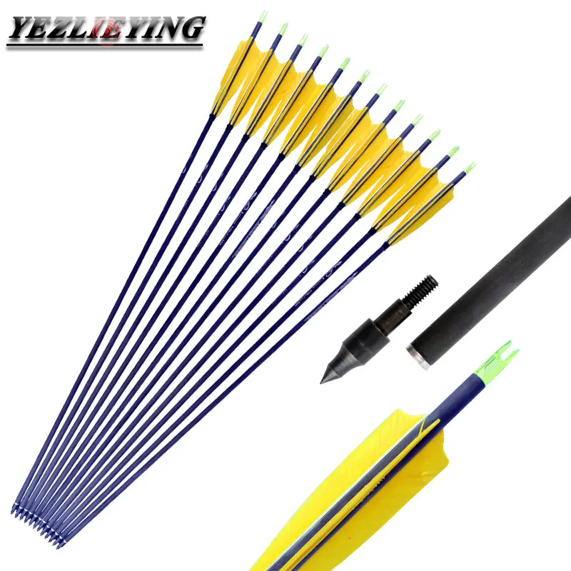 

6/12Pcs 31.5'' Hunting Spine 500 Pure Carbon Arrows With Replaceable Arrowhead for Bow and arrow Archery
