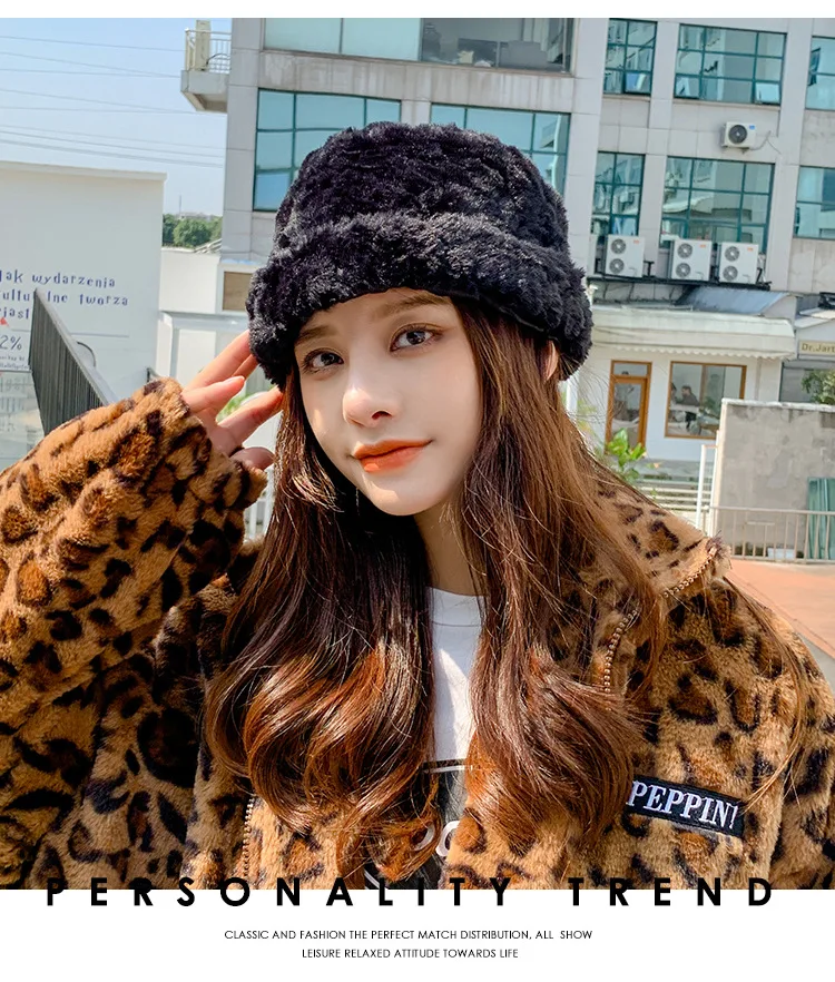 bucket hats New Autumn And Winter Women's Fisherman Hat Warm Hat Imitation Rabbit Fur Solid Color Fashion Casual Cap Bucket Hat bucket hats