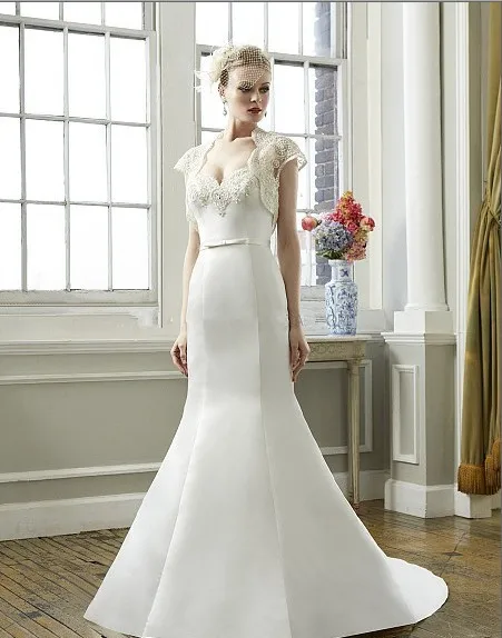 

mermaid hand-beaded sweetheart Buttons vestido de noiva gracefully optional lace jacket bridal gown mother of the bride dresses