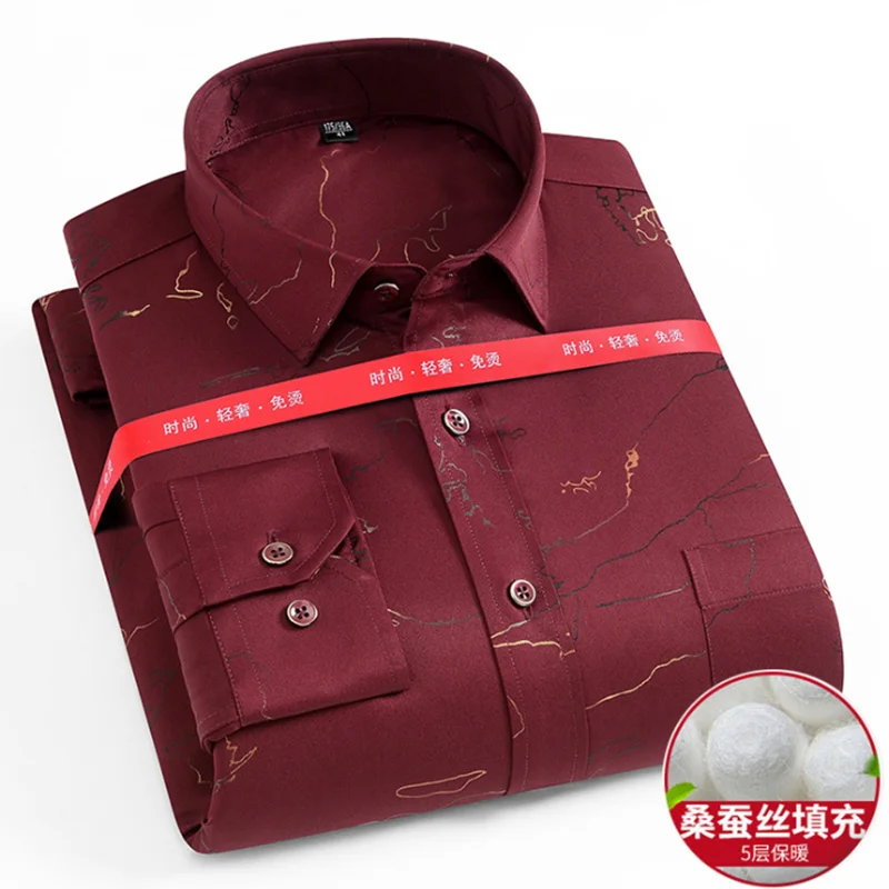 Мужская повседневная кашемировая дышащая удобная рубашка Camisa с отложным воротником и длинным рукавом, теплая зимняя одежда
