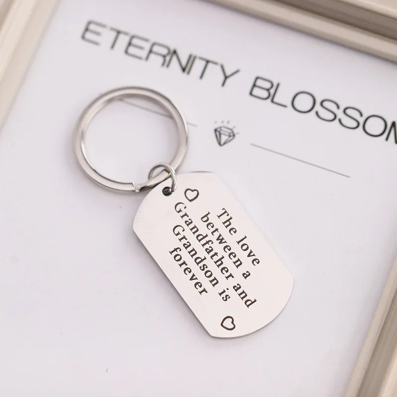 

Keychain Woman Key Chain Man Letter The Love Between Grandfather and Grandson Is Forever Silver Color Key Ring Stainless Brelok