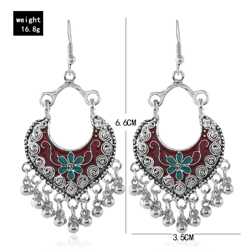 Тибетские серебряные индийские цыганские украшения Jhumka в стиле бохо, винтажные Этнические женские серьги, серьги в форме капли воды для женщин