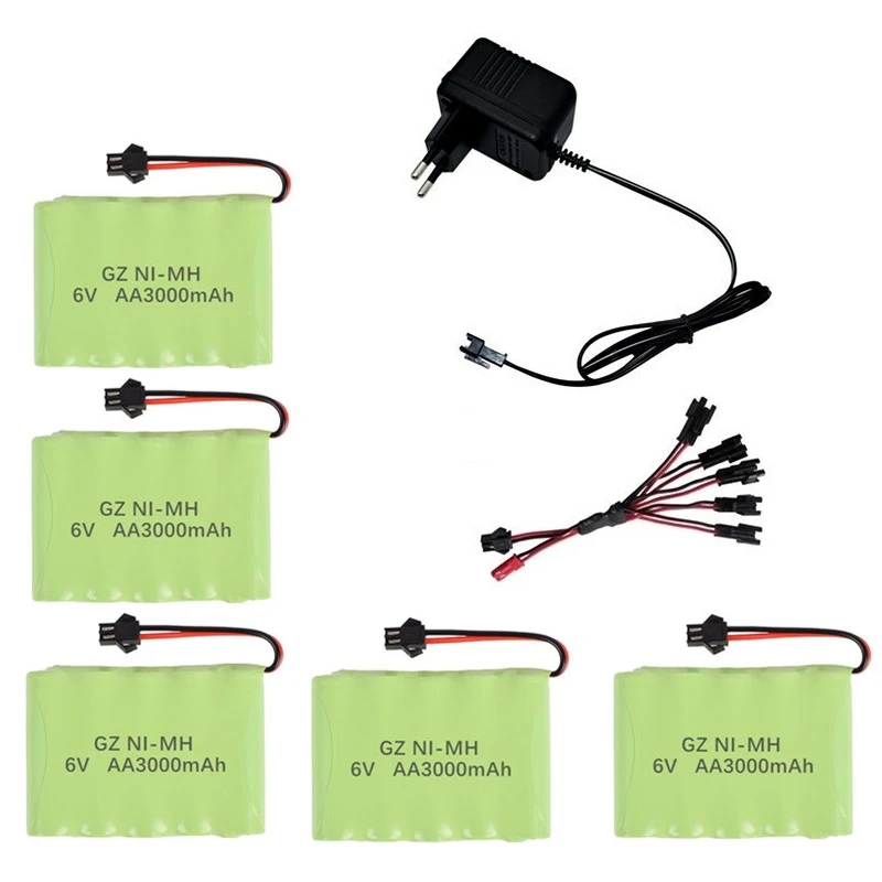 6v 3000mAh аккумулятор и зарядное устройство для радиоуправляемых автомобилей Роботы танки пистолетные лодки 6v NiMH Аккумулятор Aa 2400mah 6v перезаряжаемый аккумулятор - Цвет: SILVER