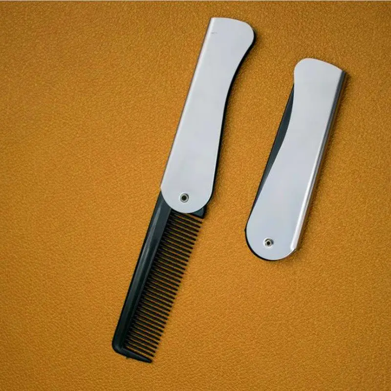 

1 Pcs Portable Mens Womens Beauty Handmade Stainless Steel Folding Pocket Clip Hair Moustache Beard Comb