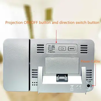

LED Projection Alarm Clock Digital Display Date Snooze Backlight Desk Function Projection With Table Clock Time ED Projecto V4T5