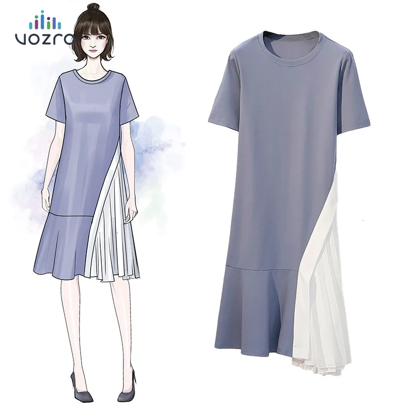 

2019 VOZRO Wear Fat Mm Increase Fertilizer Enlarge Split Joint Hundred Fold Show Thin Maxi Dress Women Vestido Dresses Clothes