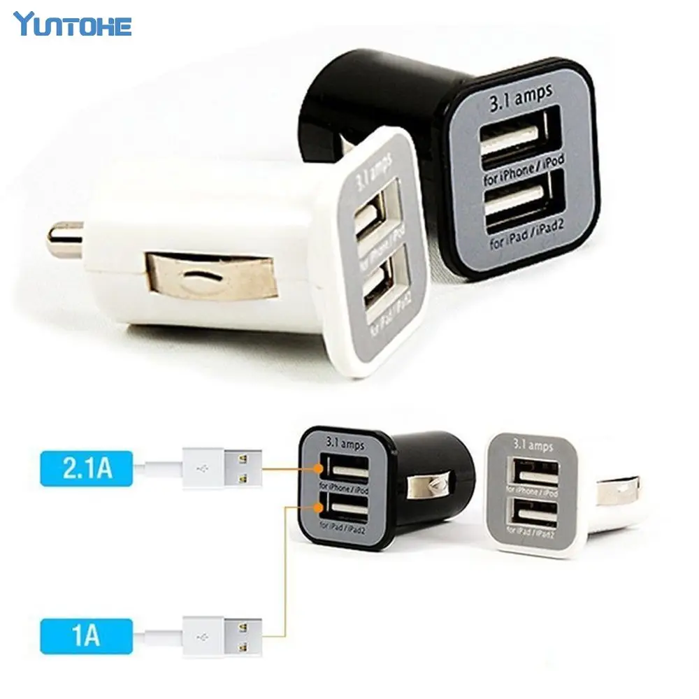 New Micro 3.1A Double Dual USB Car Charger Adapter For All IPhone/ipod/ipad/Samsung/All Mobile Phone 2000pcs/lot | Мобильные