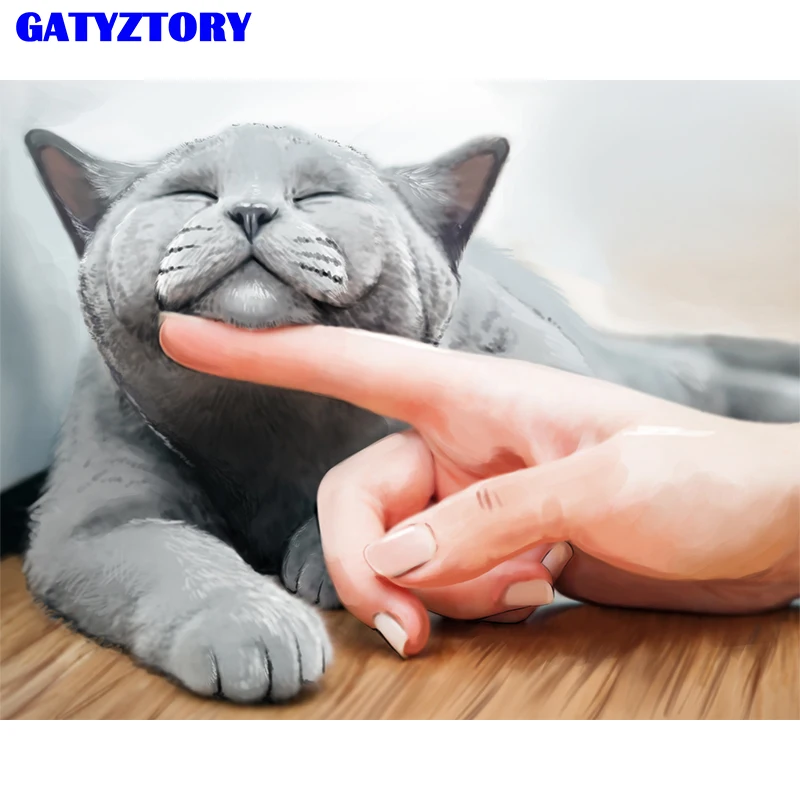 GATYZTORY цифровая картина в оправе кошки сделай сам набор для рисования по номерам