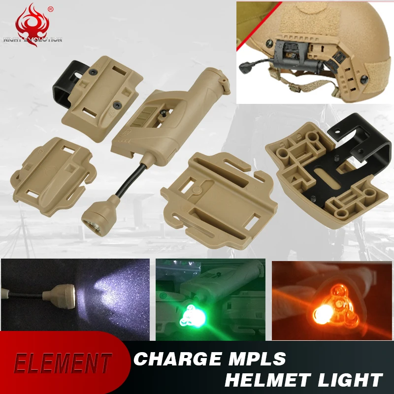 

Element Tactical Helmet Light Charge Mpls 4 Mode Green Red IR Airsoft Laser LED Helmet Lamp FAST Military Helmet Flashlight