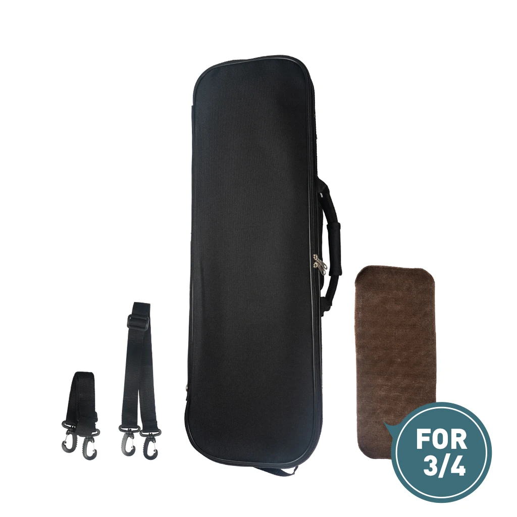 

Violin Case 3/4 Size Composite Carbon Fiber Hard Box Strong Lightweight with Hygrometer Black