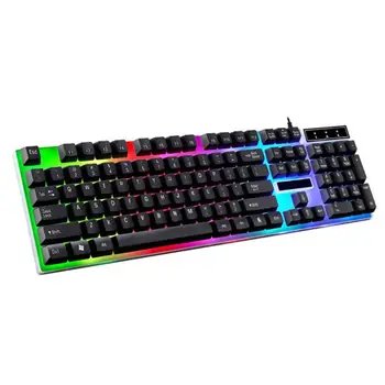

Foxnovo Glowing Computer Wired Keyboard Creative Backlight Keyboard Practical USB Keyboard Computer Accessory Black White